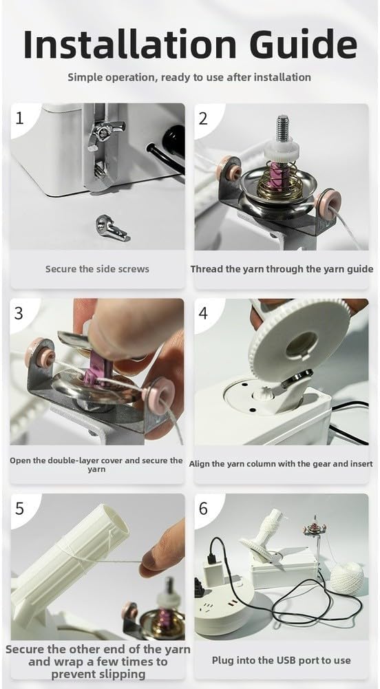 Automatic Electric Yarn Winder with USB Power Input and Manual Speed Adjustment for Use with Natural and Synthetic Yarns (High Speed Version)