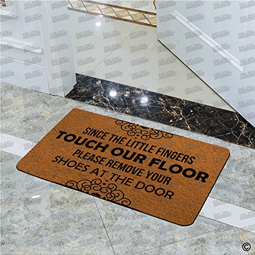Msmr Doormat Entrance Mat Funny Doormat Home Office Decorative Door Mat Indoor/Outdoor Rubber 23.6"X15.7" - Since Little Fingers Touch Our Floors Please Remove Your Shoes At The Door #TOP4