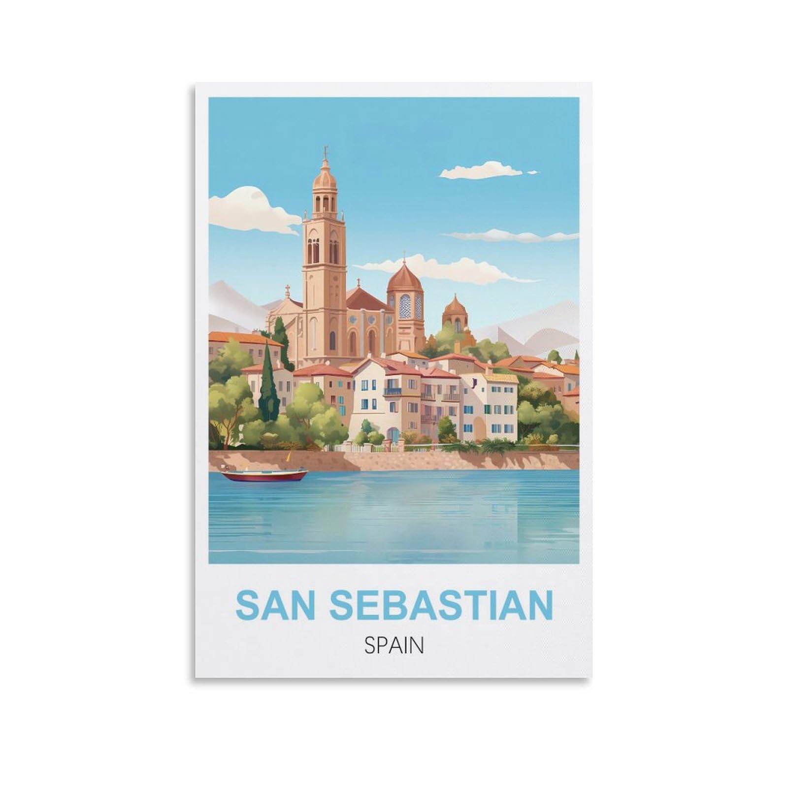JYICUNCHO San Sebastian Spain Vintage Travel Posters 12x18inch(30x45cm) Canvas Prints Wall Art Paintings Pictures for Living Room Bedroom Wall Decor