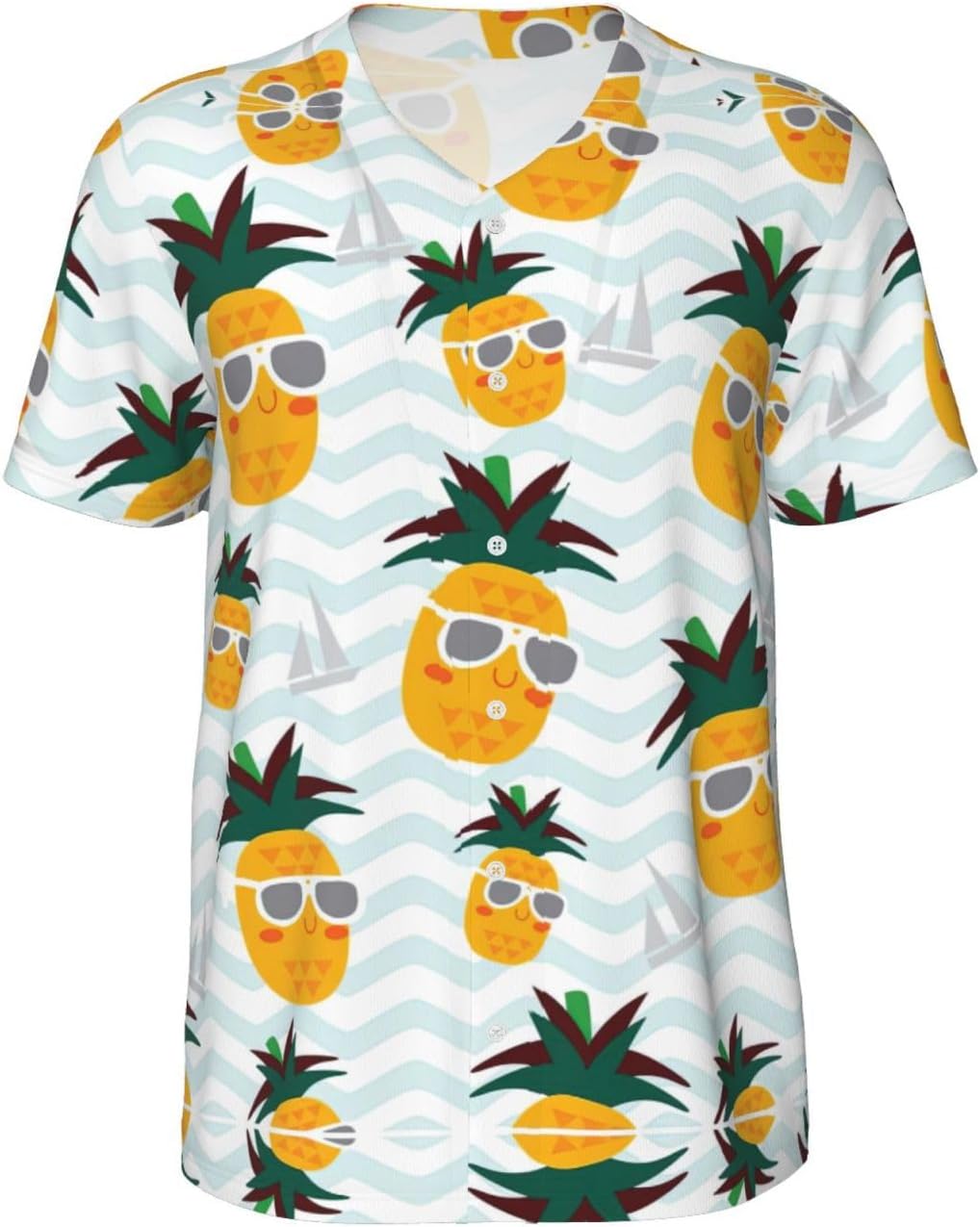 Cute Pineapple Stylish Softball Jersey,Personalized and Breathable Baseball Button Down for Men for All Seasons and Occasions