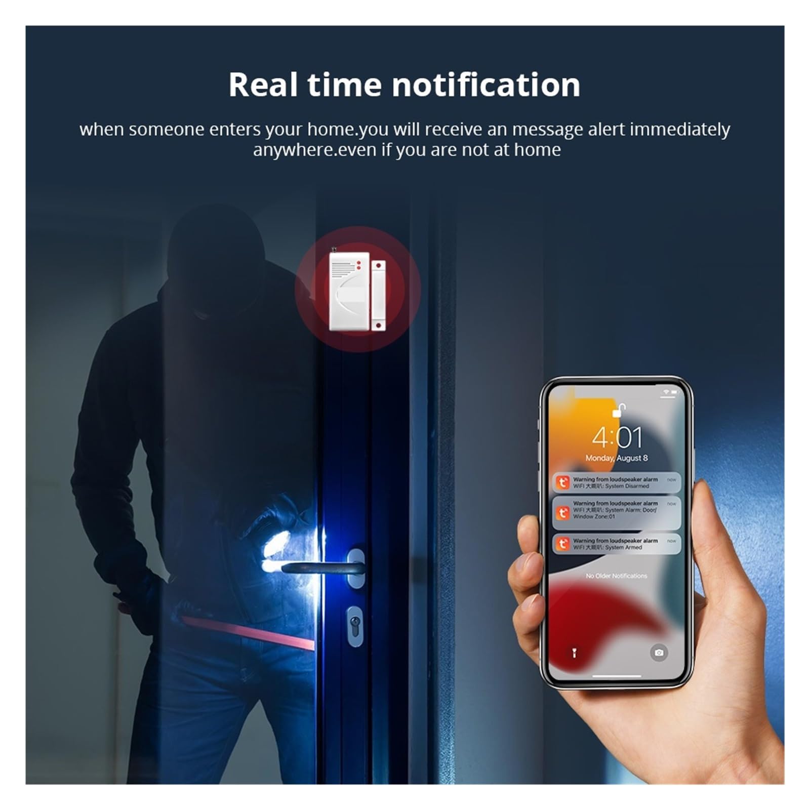 Sistemi Allarme Casa Di Allarme Sicurezza Wireless Smart WIFI Sirena Sensore Movimento For Antifurto Domestico Compatibile(Not WIFI KIT 2)
