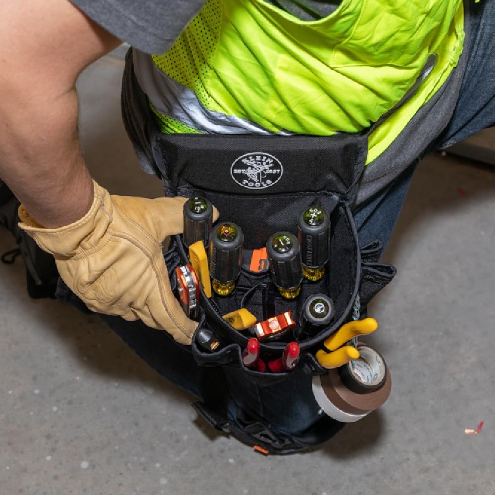 Klein Tools 5719 Tool Pouch, Powerline Series Utility Pouch Fits Tool Belts up to 2.5-Inch, Strong Rivet Reinforced Stitching, 18-Pocket - Image 4