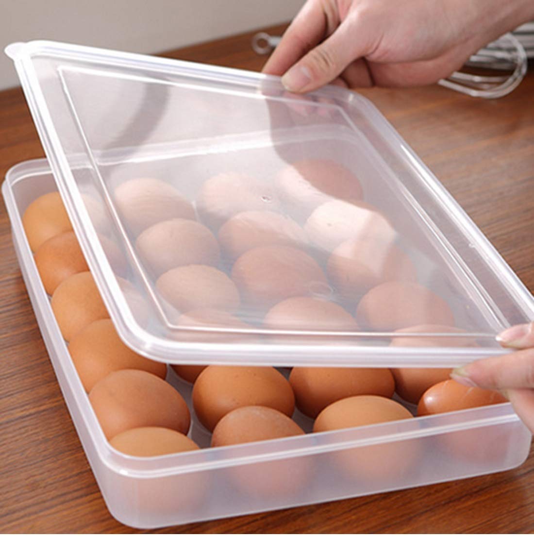 N M Z ABS Plastic Transparent color 24 Grids Transparent Egg Tray Storage Box Freezer Eggs Box-Transparent Preservation 1 Pc 2
