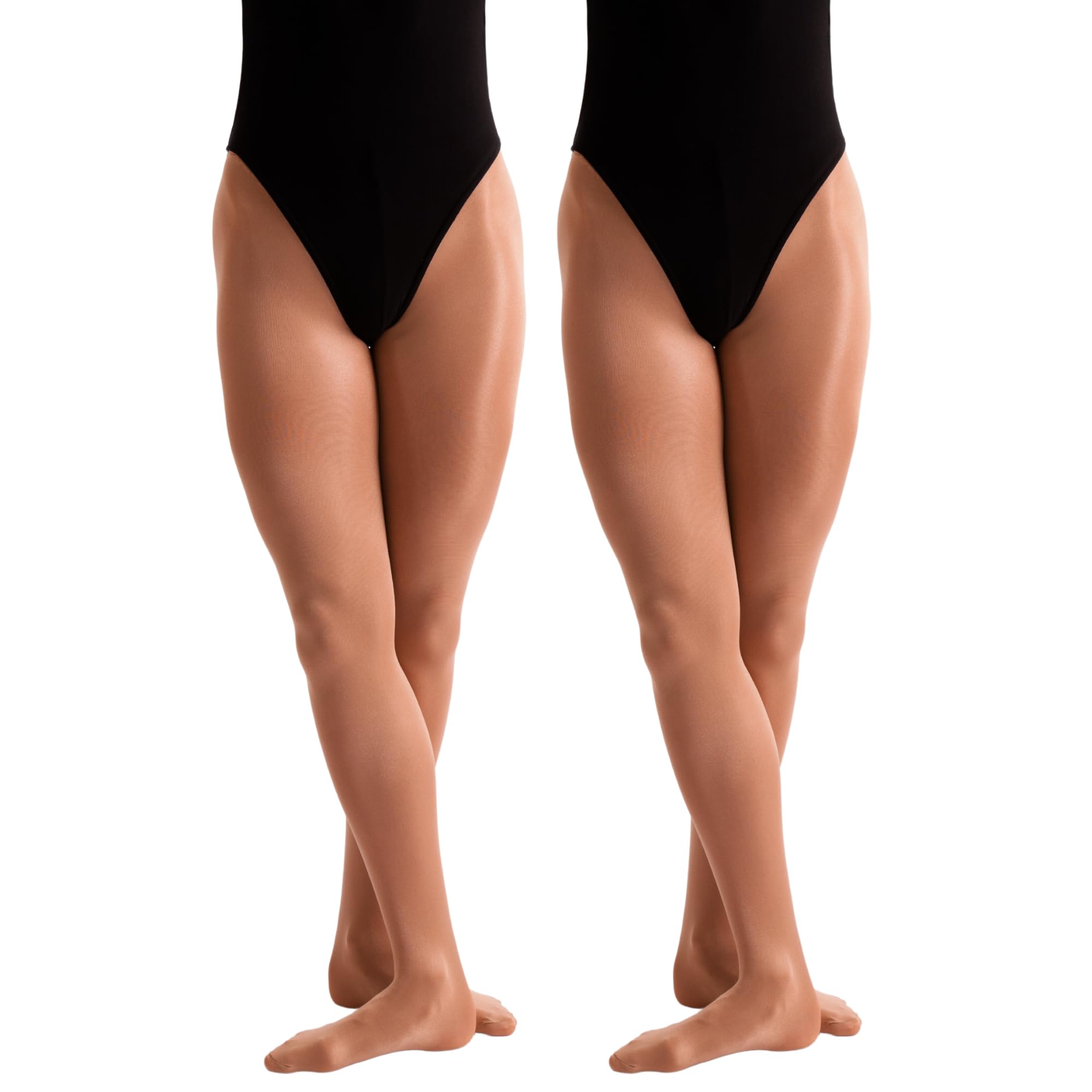 Silky Dance Women's Toast 2 Pairs Dance Shimmer Footed Tights (Small) (Toast)