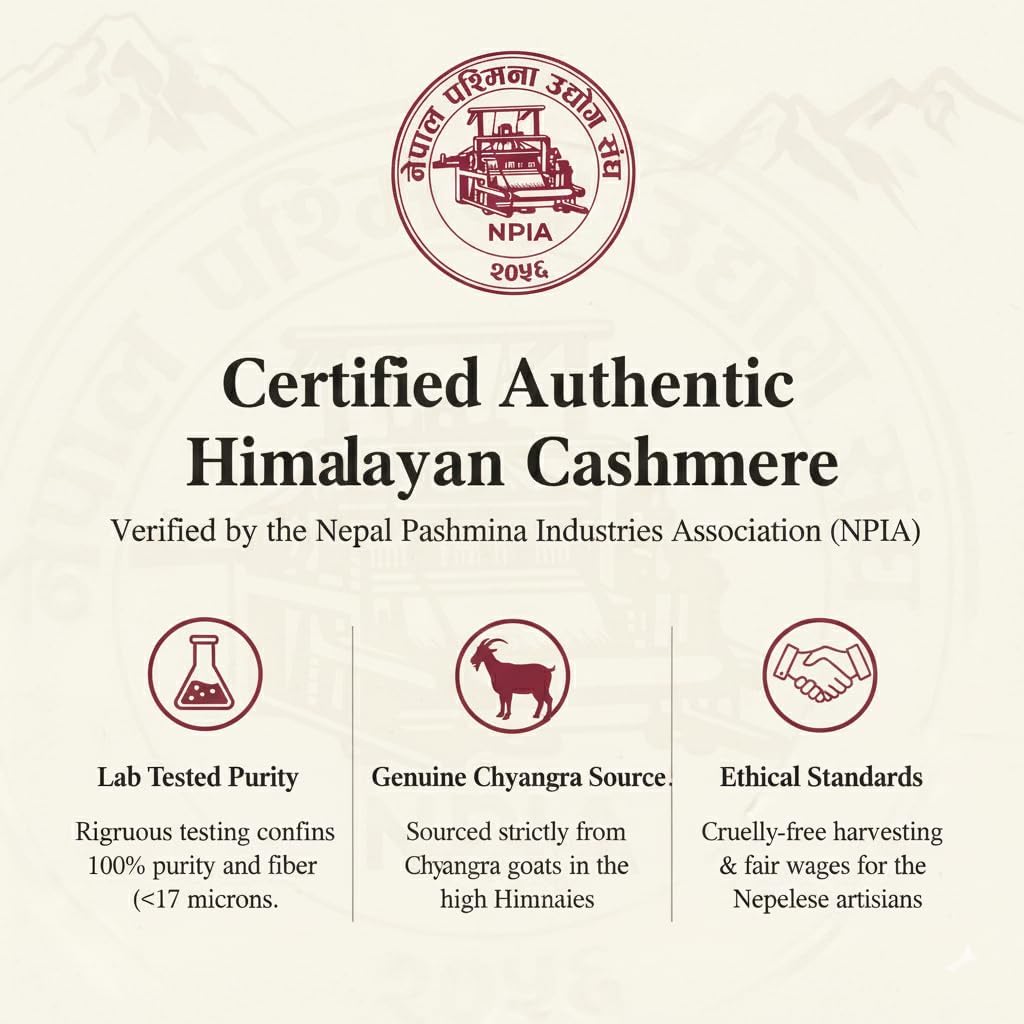 NPIA Certified 100% Cashmere Pashmina Shawl Wrap for Women from Nepal- Lightweight Soft Scarf for Evening Dresses Weddings - Image 6