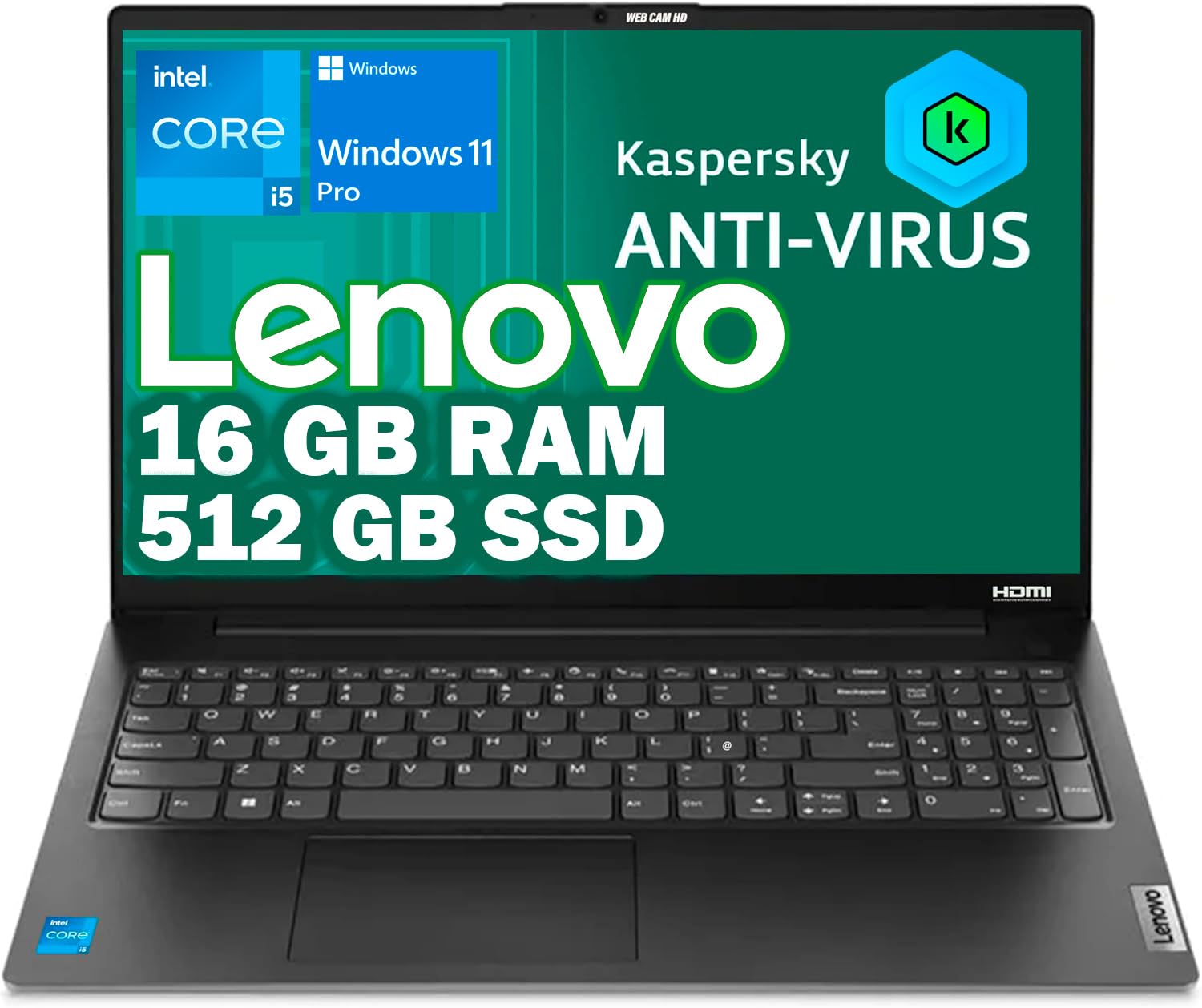 Lenovo, Pc portatile notebook, Cpu Intel i5 13Th, 13420H 8 Core, 16 Gb ram, Full HD 15,6", SSD Pci Nvme 512 GB, webcam, usb, Win 11, ANTIVIRUS KASPERSKY, Pronto all'uso, GARANZIA ITALIANA
