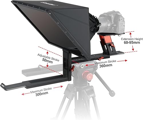 Miniatura 10 de Desview Teleprompter T3, Teleprompter con control remoto, funciona con iPadTabletSmartphone de hasta 11 pulgadas, espejo de pantalla de 8 pulgadas