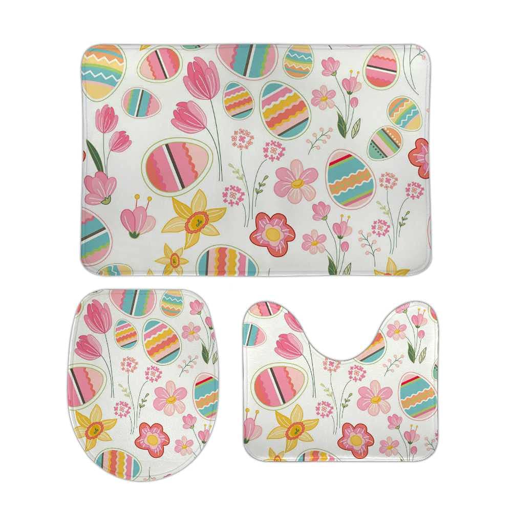 Tapis de salle de bain 3 pièces en mousse fleurs de Pâques CHEHONG