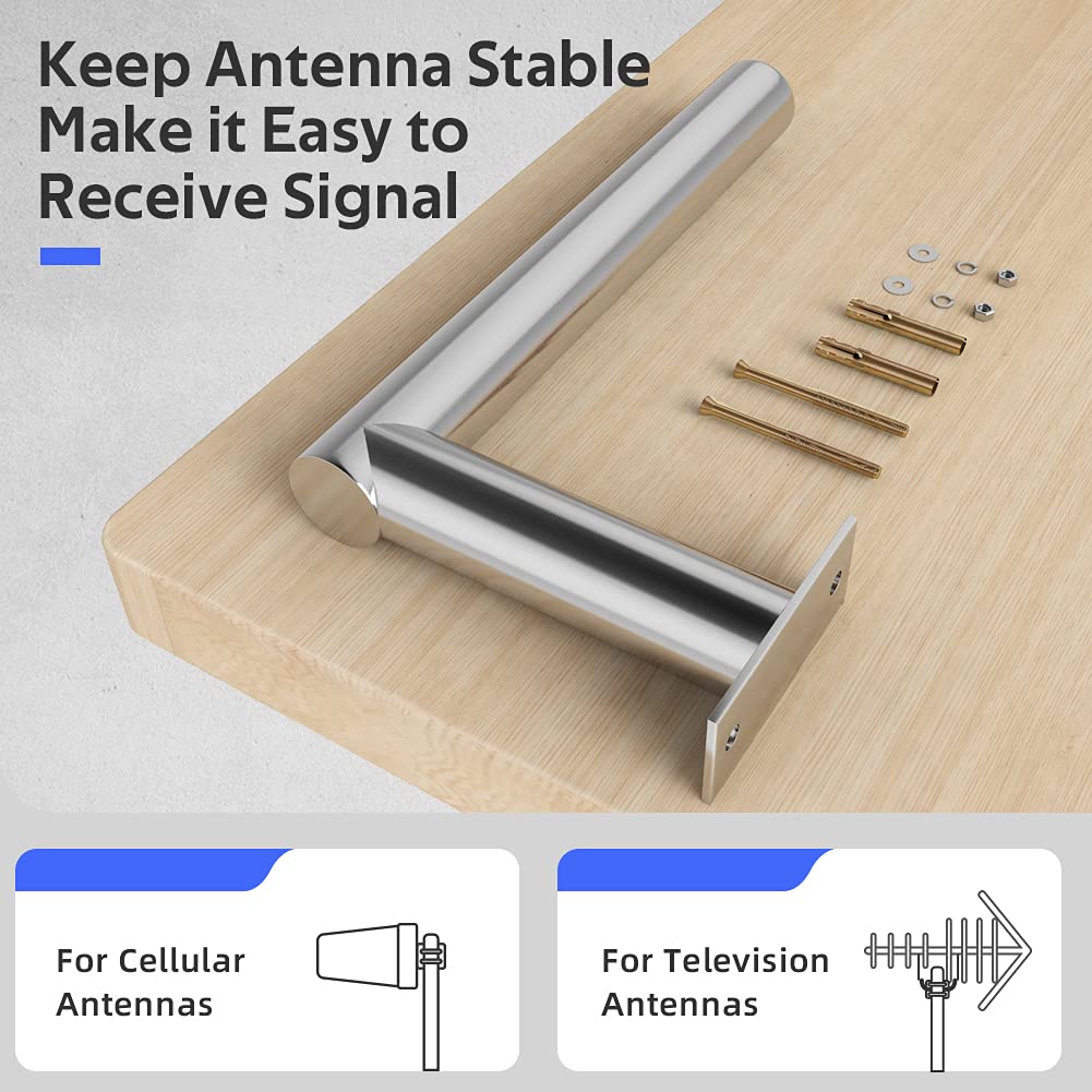 ANNTLENT Mât d'antenne Type L Antenne Extérieure- Mât d'antenne Extérieur-Universel de 30 cm de Longueur pour Antenne d'amplificateur de Signal de Téléphone Portable / d'antenne Satellite