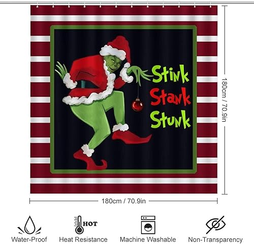 Miniatura 2 de MICEAN Juego de 4 cortinas de ducha con alfombras antideslizantes, cubierta para tapa de inodoro y tapete de baño, decoración de baño con ganchos,