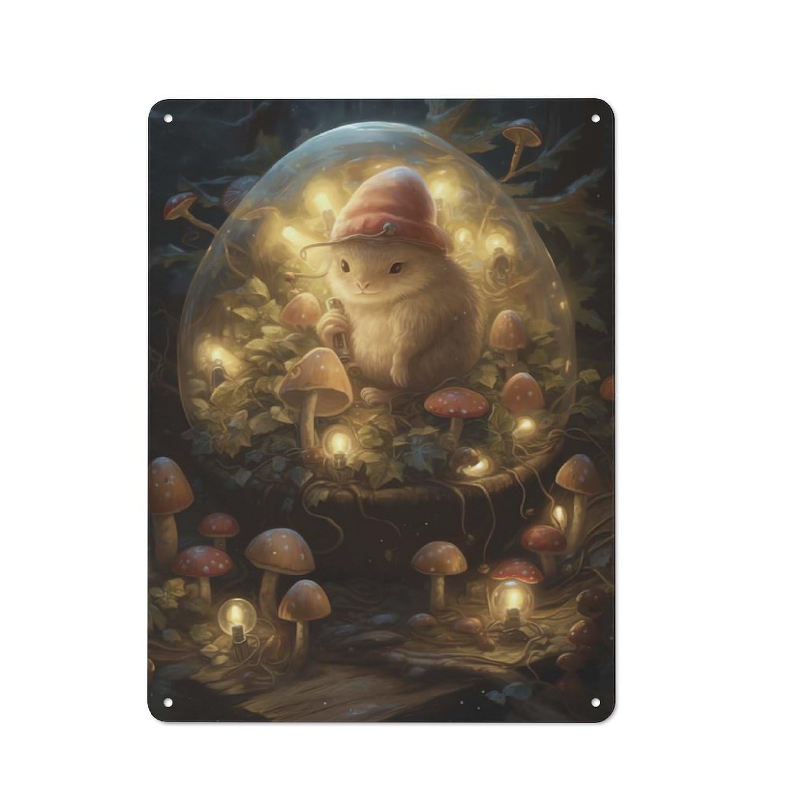 Junmoney Mouse And Mushroom Retro-Style Metal Plaque 40X30cm For Garage Or Workshop, For Garage, Workshop And Man Cave Decoration