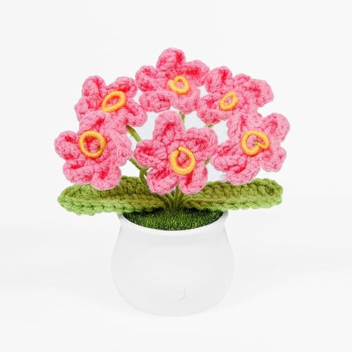 YiQiYi Crochet pequeñas flores palmeadas artificiales de punto de flores decorativas para tablero de automóvil, decoración hecha a mano para el