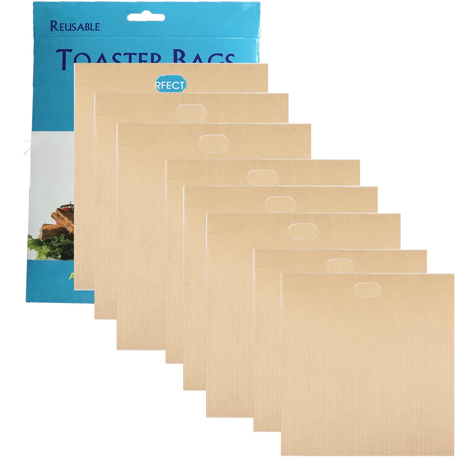 8 Pack Toaster Bags Nonstick Reusable Easy to Clean for Grilled Cheese Sandwiches Toast Bread Snacks (8)