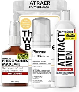 Gay Feromonas Colonia Esencial Bundle: Colonia, lavado facial sin perfume y lociÃ³n corporal (3 artÃ­culos) - para Ã©l [atraer hombres]