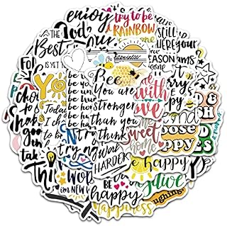 50 Pcs Inspirational Quotes Stickers for Adults Teens, Vinyl Waterproof Cartoon Graffiti Stickers for Skateboard, Pad, Phone, Laptop, Luggage, Bicycle, Guitar Scrapbook Stickers A3LZTH-3