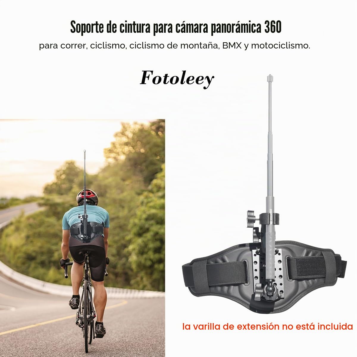 Waist Mount Back Bar - Barra trasera para Insta360 X5/X4/X3, One RS, Ace Pro, GoPro Hero 12, Max, compatible con DJI Osmo 360 (barra de extensión no incluida)