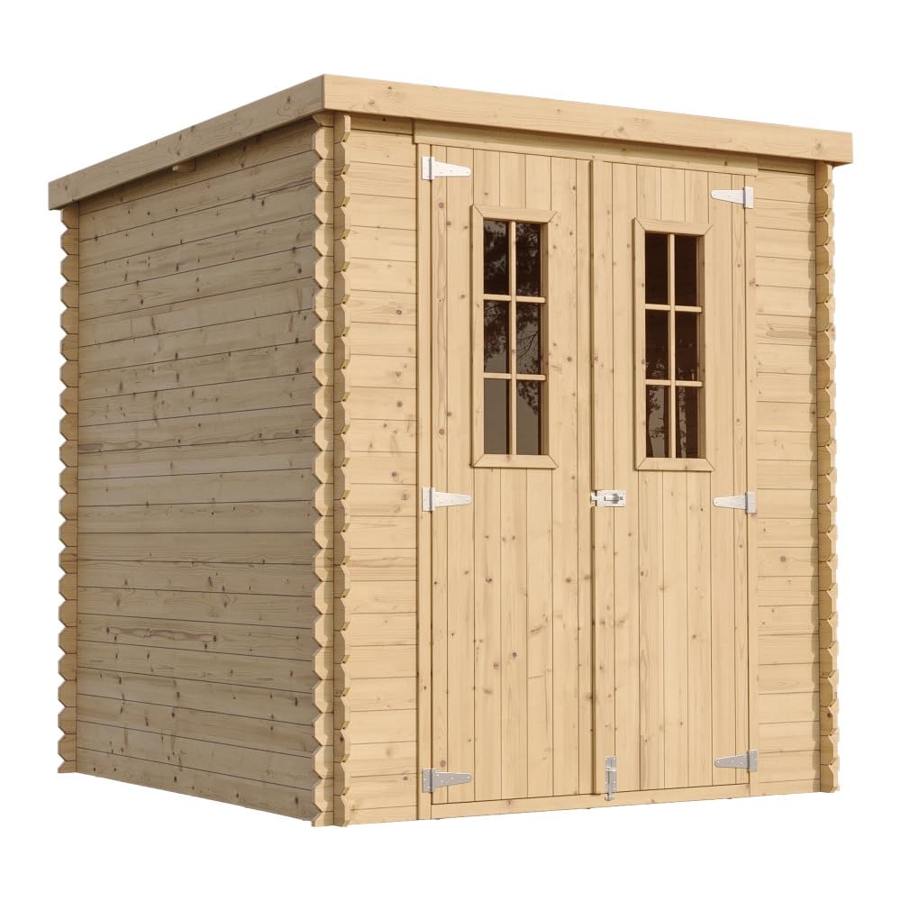 Drewniany domek ogrodowy - Przechowywanie na zewnątrz l204xW204xH200 cm/3,53 m2 - Mała szopa na narzędzia, przechowalnia rowerów - TIMBELA M309C