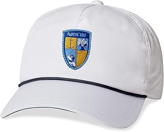 Popeye Golf Lightweight Rope Patch Logo Adjustable Strapback Hat by American Needle (Popeye Brutus (White)), One Size
