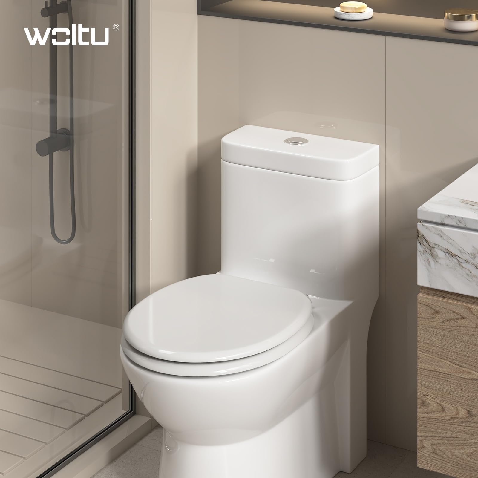 WOLTU Wc-bril met softclosemechanisme, met Quick Release-functie, Duroplast, ovaal, eenvoudige montage, strandhout WOLTU Wc-bril met softclosemechanisme, met Quick Release-functie, Duroplast, ovaal, eenvoudige montage, strandhout