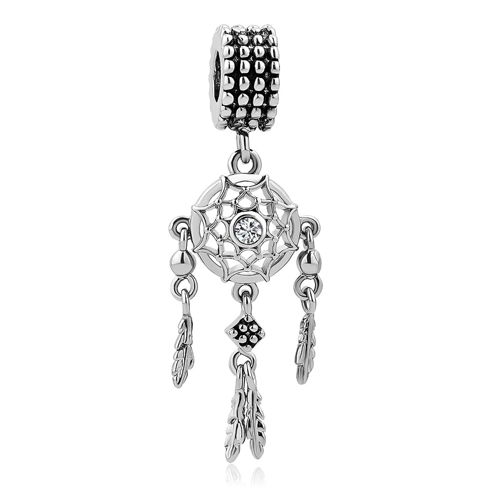LSxABDream Catcher Charm With Feather Tassels Compatible with Pandora Charms Bracelets