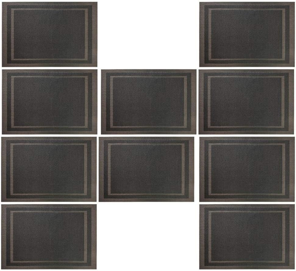 10pcs Rectangular PVC Placemat Waterproof Mat Coffee Cup Salad Bowl Tray Pad Bar Party Table Multi-Color Optional 45 * 30cm Place Mats (Silver Black) (Blue One Size)