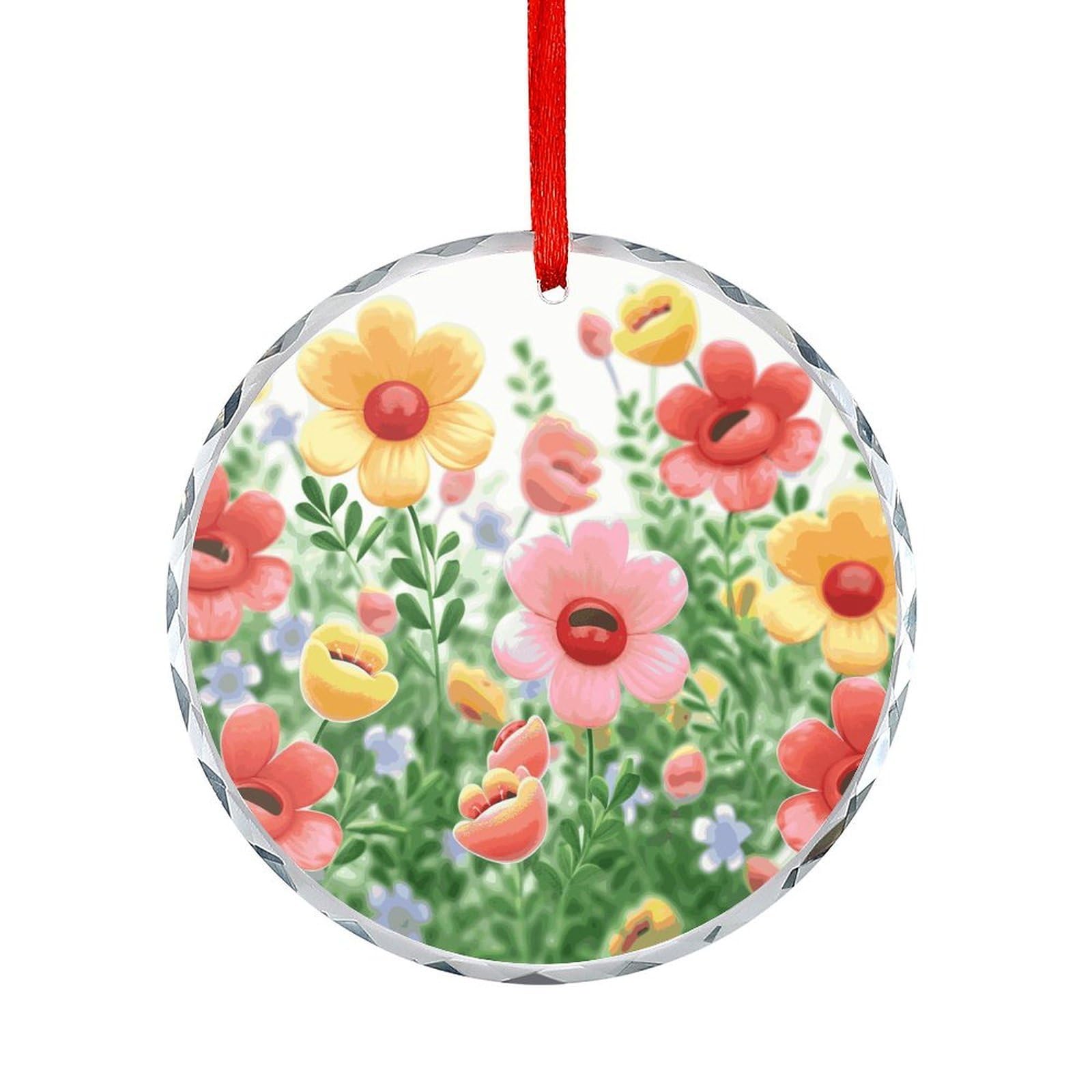 Btcowzrv Style Happy Flower Round Ornament Hanging Pendant Decor