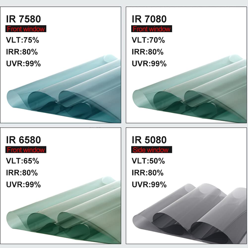 Pellicola Oscurante Vetri Auto Pellicola oscurante for finestrini auto in ceramica solare nano di qualità, antiriflesso, IR80% UV99%, 50 cm x 300 cm Pellicola Oscurante Per Vetri Auto(IR6580)