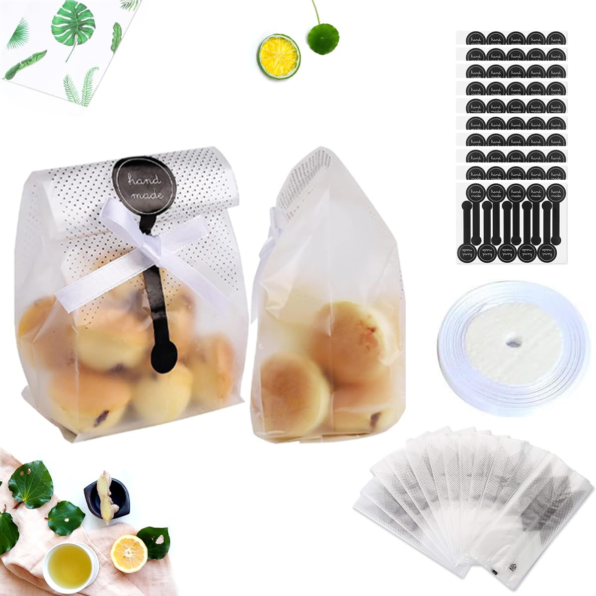 海外　パン　ビニール袋 Amazon｜半透明ビニール袋 窓付き 7.1x7.5インチ 熱密封可能