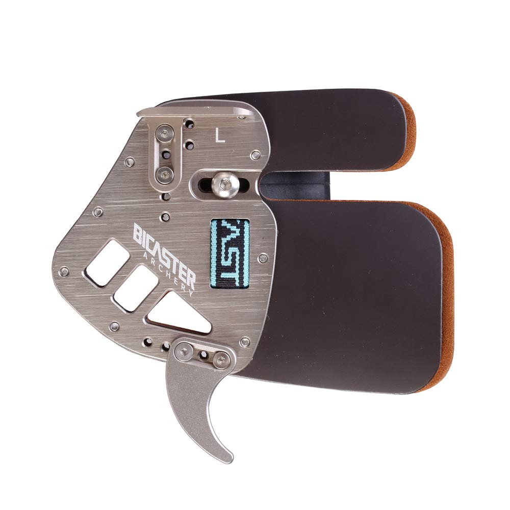 Bicaster Tongs de doigt pour gaucher en cuir véritable + plaque en aluminium réglable