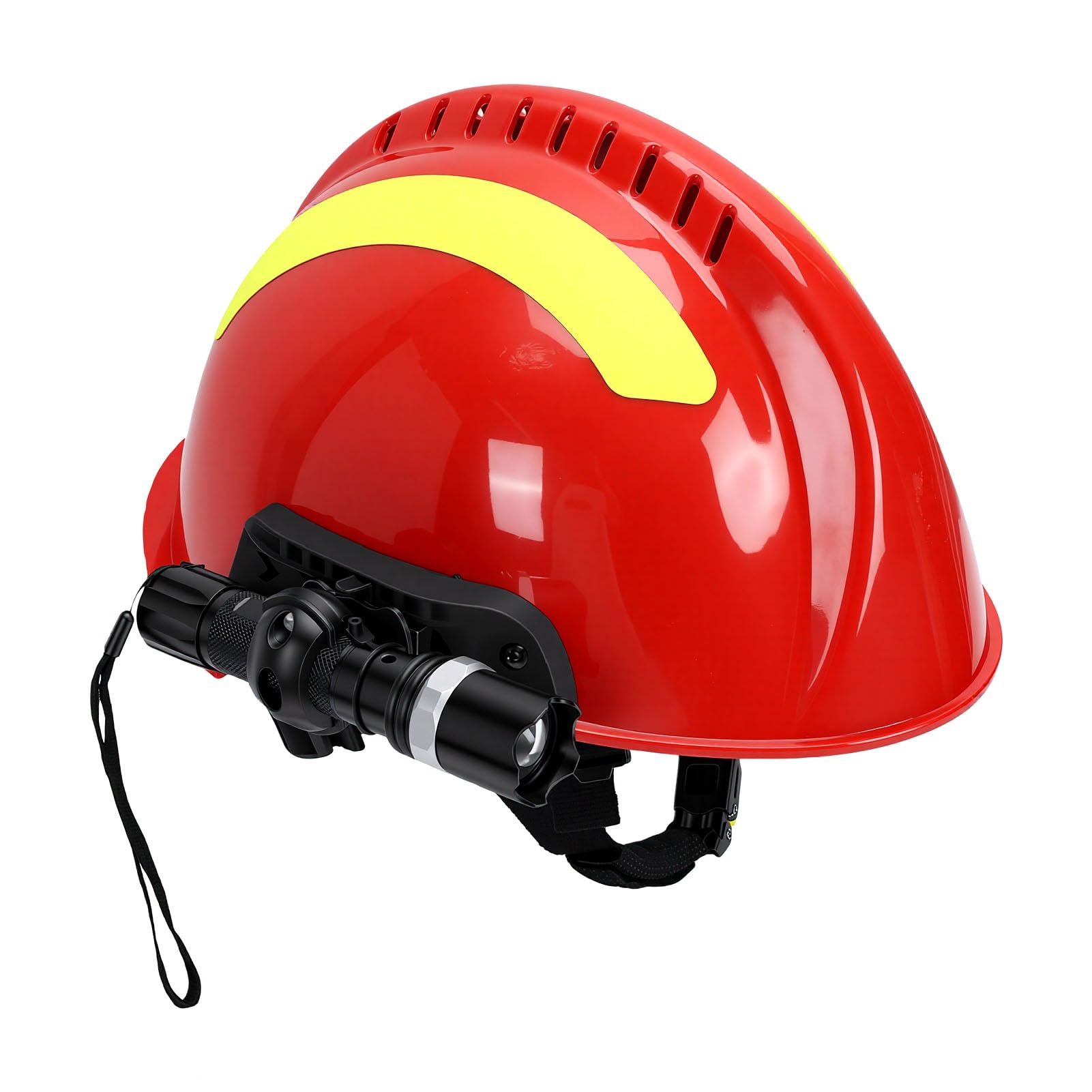 FTVOGUE Casco de Rescate de Emergencia, con Luz Frontal Desmontable y Tiras Reflectantes para Minería en Obras, Extinción de Incendios y Rescate en Desastres