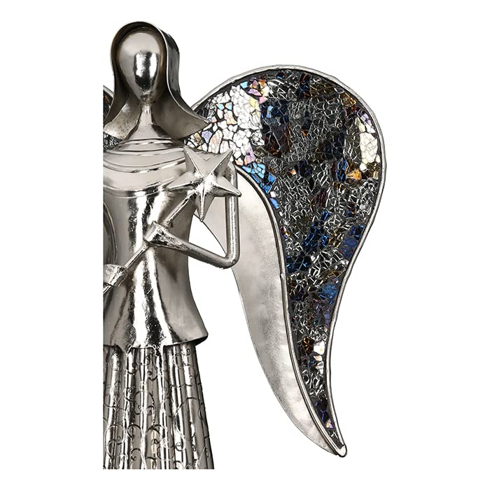 GILDE Deko Figur Engel XL - Weihnachtsengel - Höhe 60 cm, 84060, Silberfarben