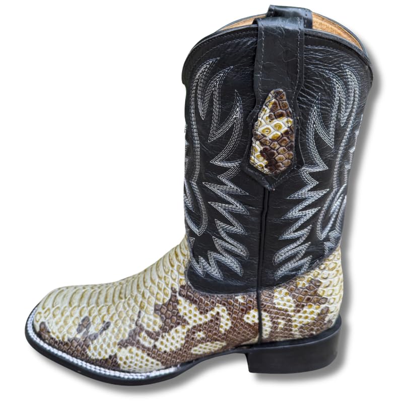 Image of Men's Alex Exotic Caiman Python Western Cowboy Boots Square Toe Pull On Tall Shaft bota de vaquero para hombre