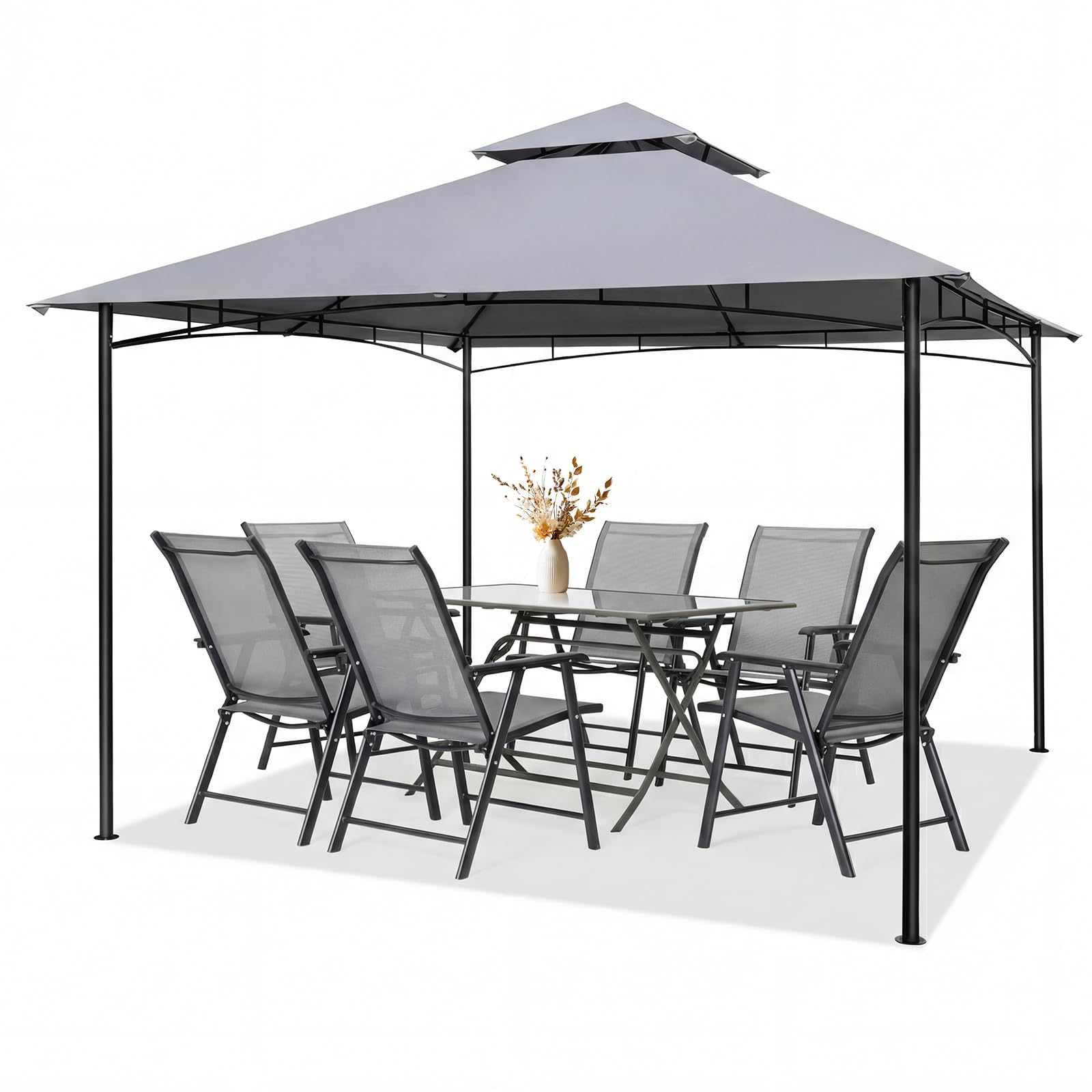 COSTWAY Garden Gazebo, Outdoor Double Roof Patio Pavilion Tent, Heavy Duty Waterproof Marquee Canopy Shelter Pergola (330 x 330 x 284 cm, without Mesh Netting)