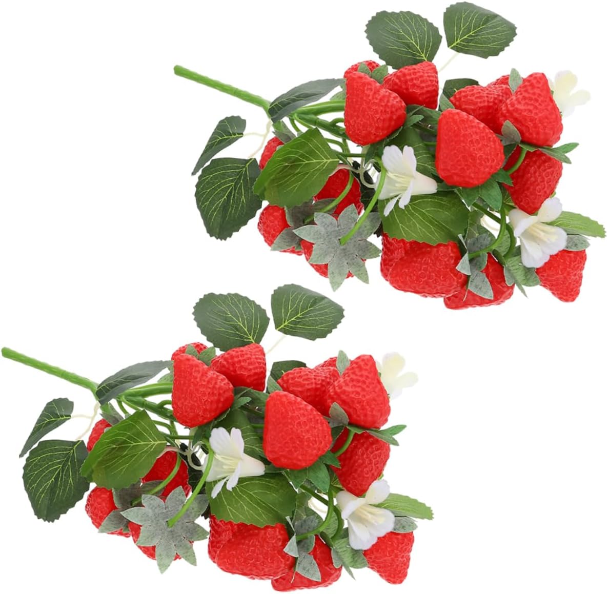 Yardwe 4pcs Vivid Artificial Strawberry Bouquet Realistic Faux Fruits for Home Decor Table Centerpiece Easy Care Tabletop Decoration for Shelf and Windowsill