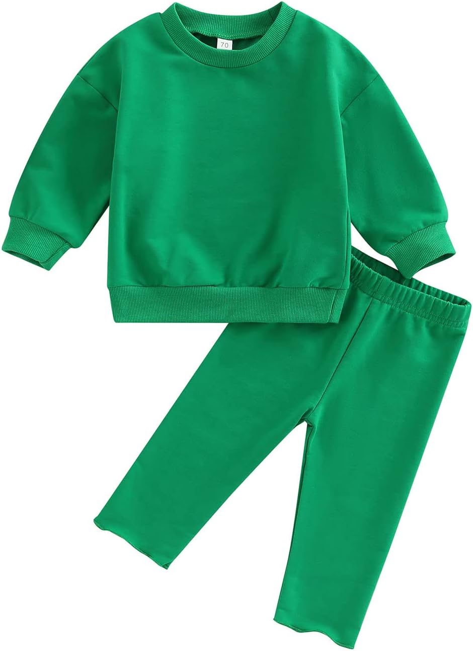 Fall Winter Toddler Baby Boy Girl Clothes Set Long Sleeve Crewneck Sweatshirt Top Casual Pants Outfit Sweatsuit