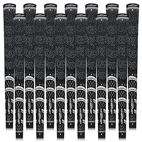 Kingrasp Innovative Golf Grip，13 Pack Midsize/Standard.sizegolf Club Grips,Unique All-Weather Brushed Cotton Cords Golf Club Grips，Excellent Abrasion And Tear Resistance(Black:standard) #TOP16