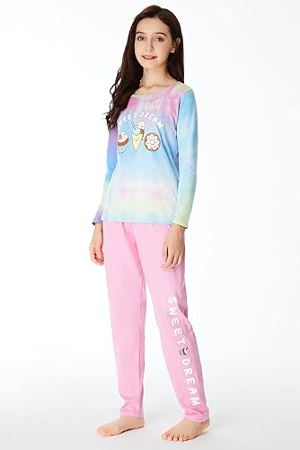 Miniatura 3 de Pijamas para niñas 100% algodón teñido anudado unicornio sirena, fiesta de pijamas, Set tamaño 6-18