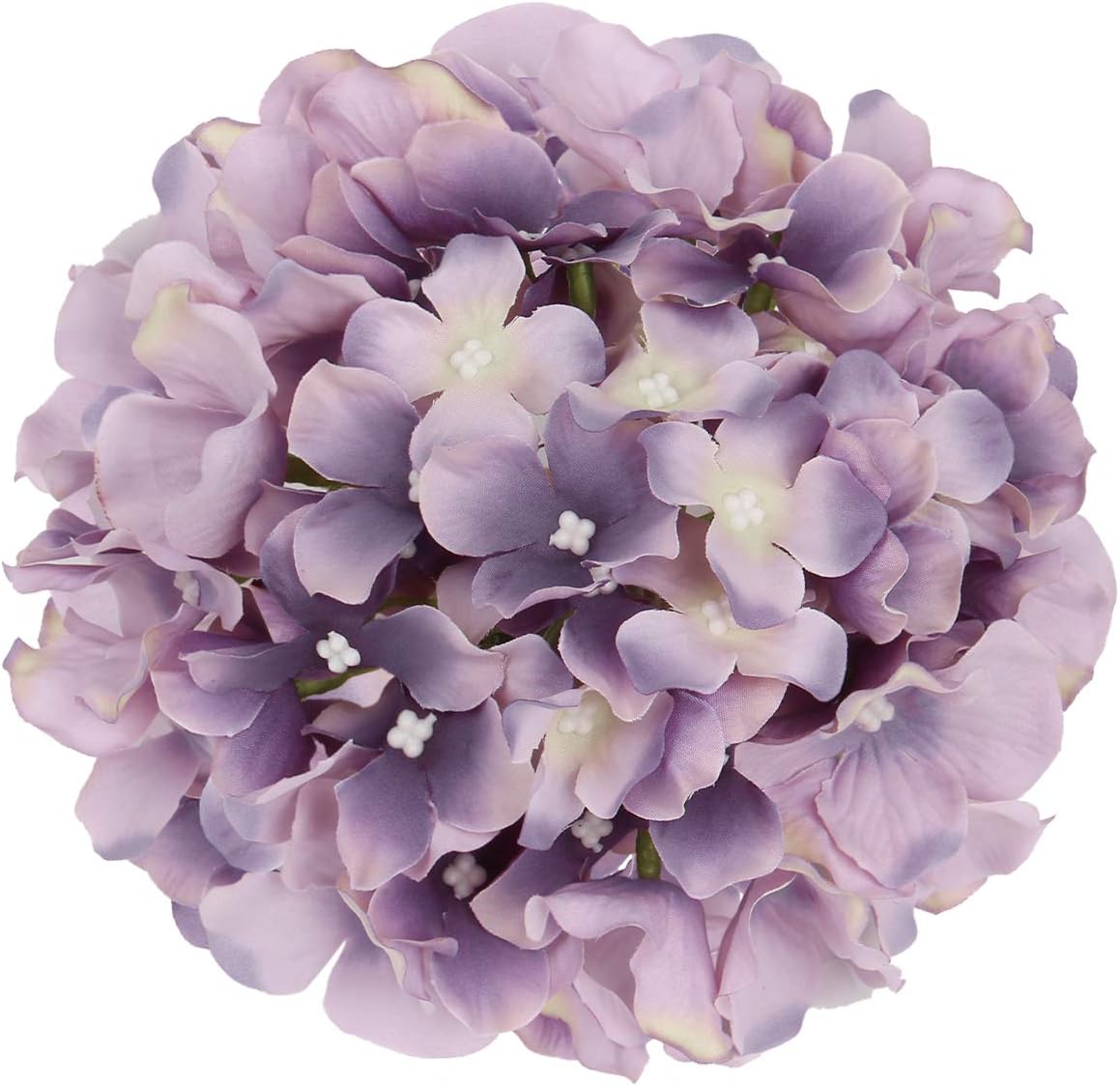 Flojery Silk Hydrangea Heads Artificial Flowers Heads with Stems for Home Wedding Decor,Pack of 10 (Dream Purple) - Image 2