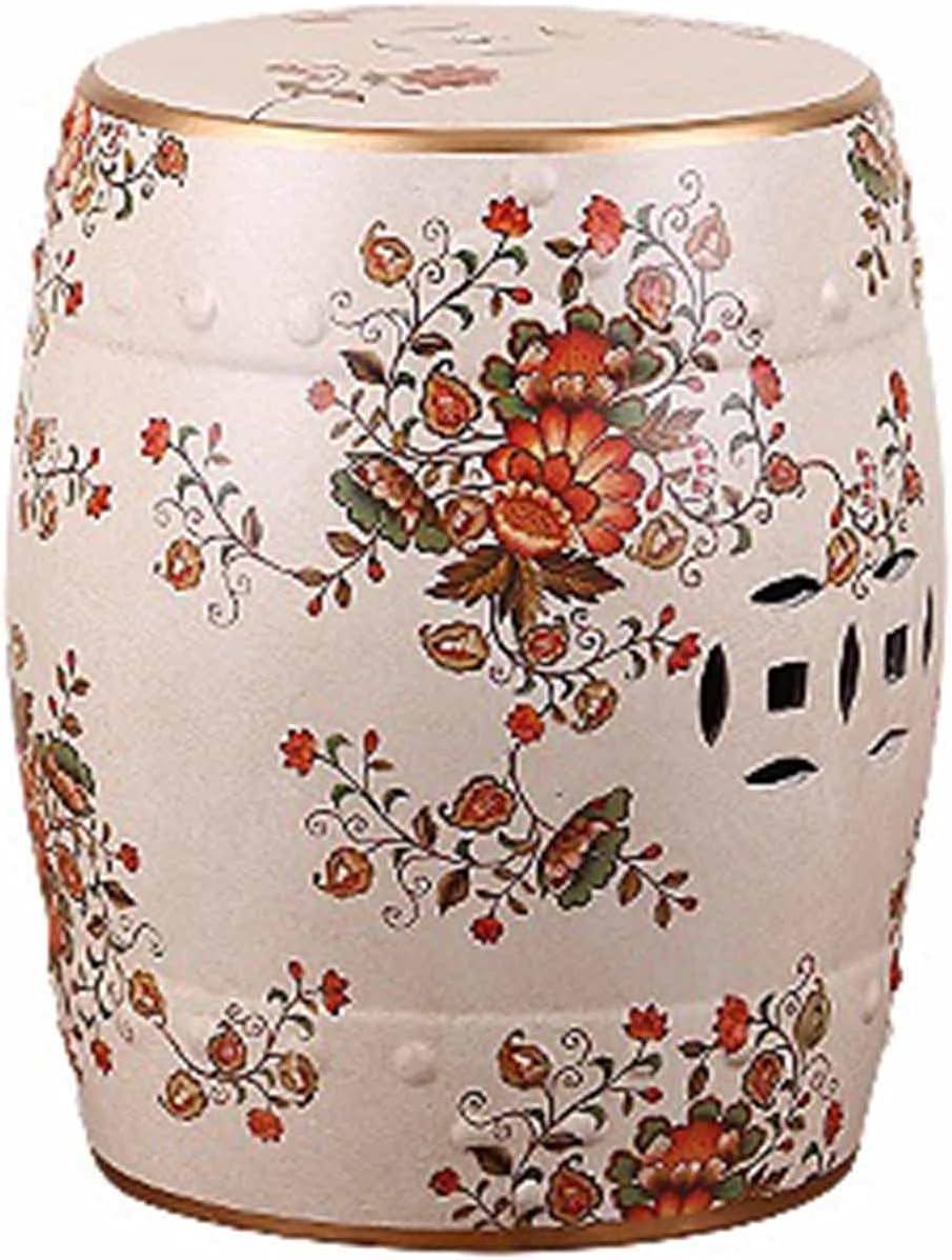 Decorative garden stools, Country Retro and Old Ceramic Drum Stool, Painted Ceramic Stool, European Style Dressing Stool and Shoe Replacement Stool.(Green)