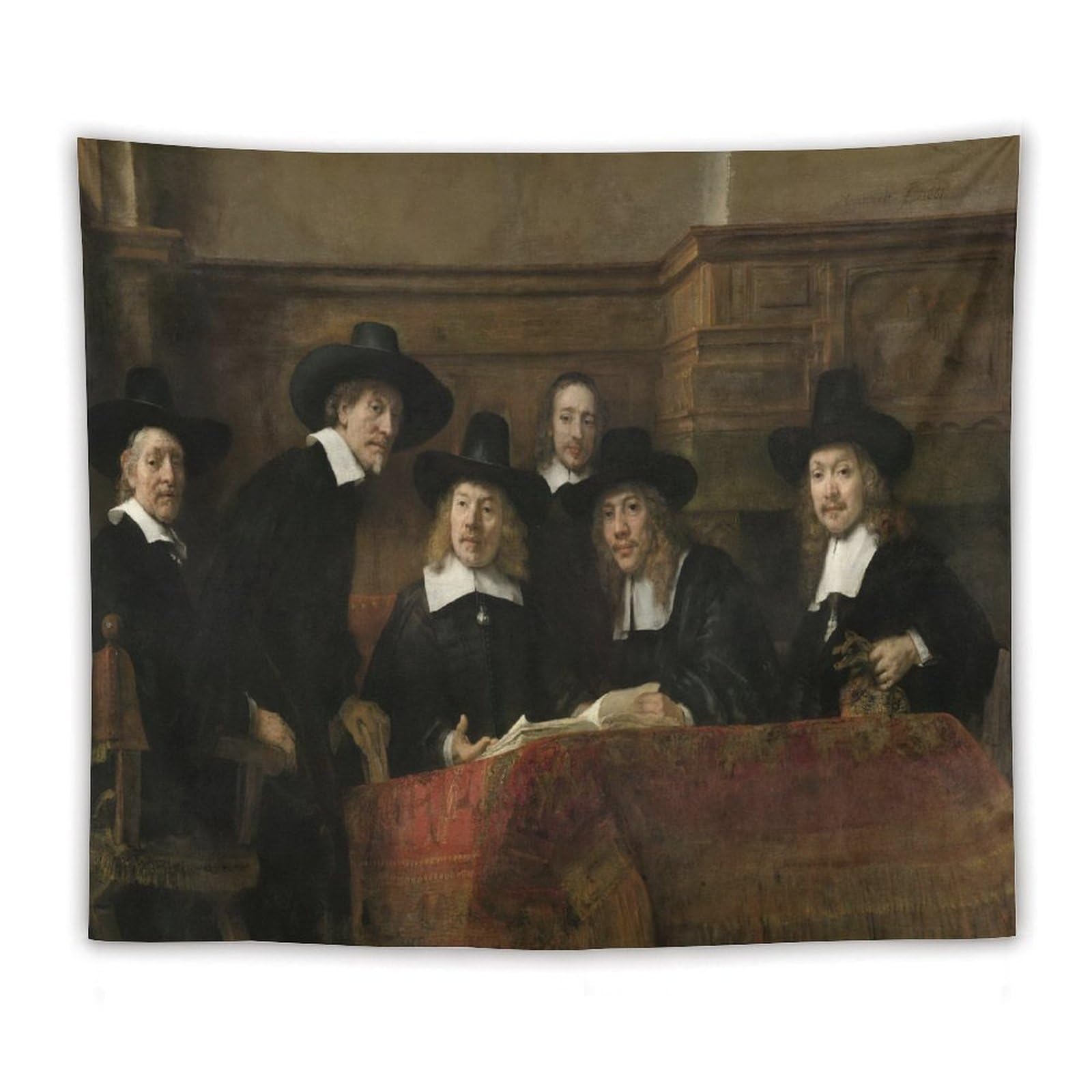 Rembrandt Harmensz. Van Rijn -- De Staalmeesters, Het College Van Staalmeesters (waardijns) Van Het Amsterdamse Lakenbereidersgilde, 1662.jpeg Art Print Painting Tapestry Wall Tapestries Bedroom Home
