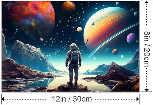 Miniatura 2 de COTAIL Lienzo decorativo para pared de dormitorio, oficina, 18 x 12 pulgadas, astronauta, planeta, universo, decoración de pared para sala de estar,