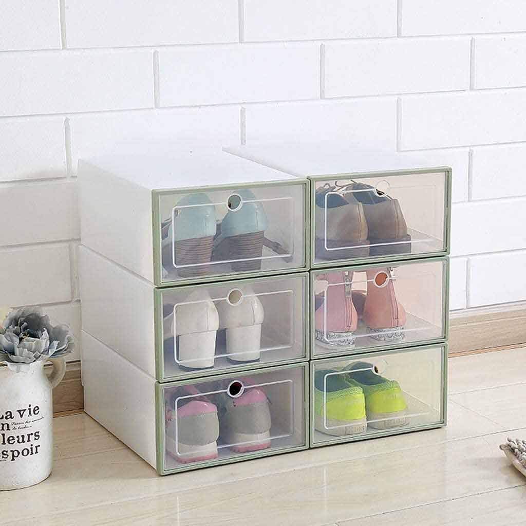Stackable Shoe Storage,Multifunction Unisex Transparent Shoes Storage Box with Cover 34x24x13cm