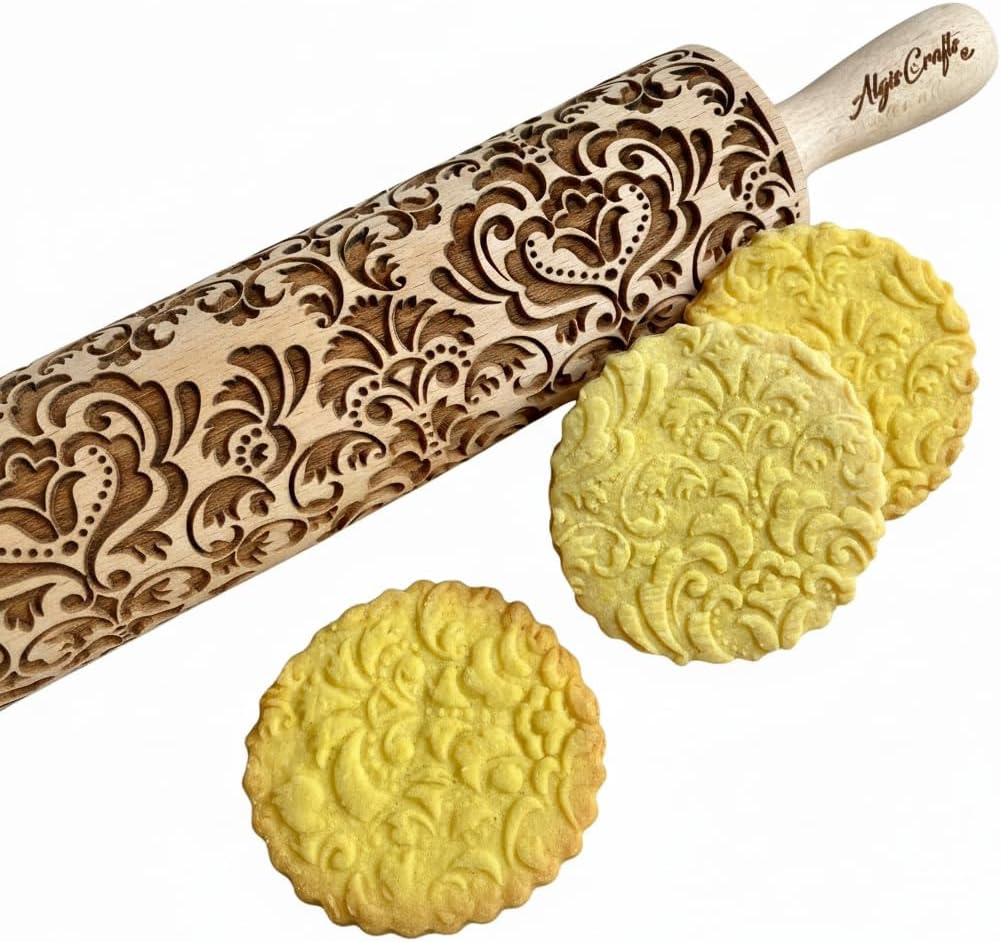 Embossing Rolling Pin CACTUS Embossed dough roller by Algis Crafts