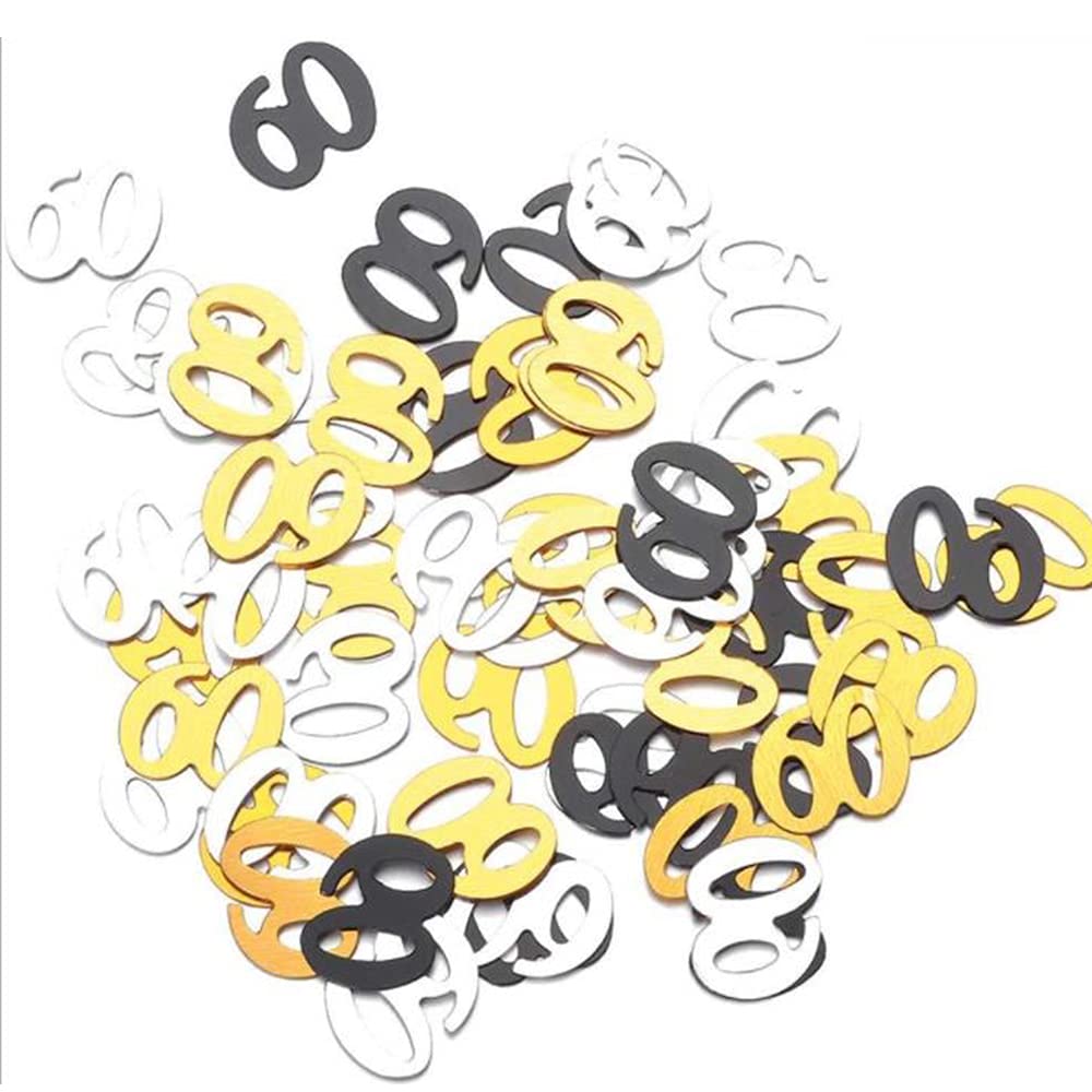 60th Birthday Table Confetti Shiny Number 60 Confetti Table Decoration for Birthday Party, Anniversary, Mixed Colors 60g