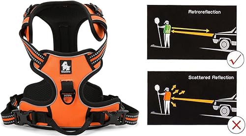 Miniatura 3 de Truelove - Suave arnés frontal para perro, con asa y 2 fijaciones para correa, sin tirones, reflectante, L, Anaranjado