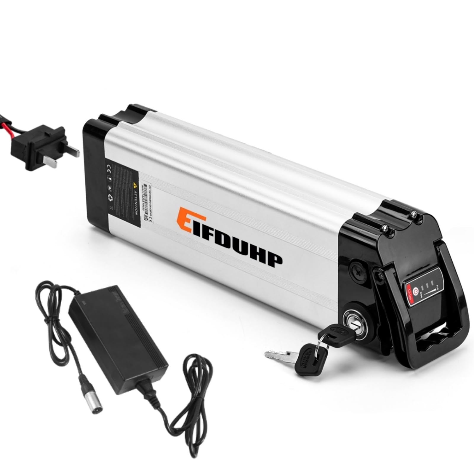 Batteria Ebike Pedelec 36V per 50-250W Motore Bici, Batteria Ricambio Bicicletta Elettrica con Porta di Scarico, Caricatore, Serratura di Sicurezza (36V 15AH 2Pin)