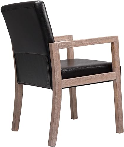 Miniatura 8 de Bekrvio Sillas de comedor negras, sillas de comedor tapizadas de piel sintética con brazos, sillas decorativas modernas de mediados de siglo para