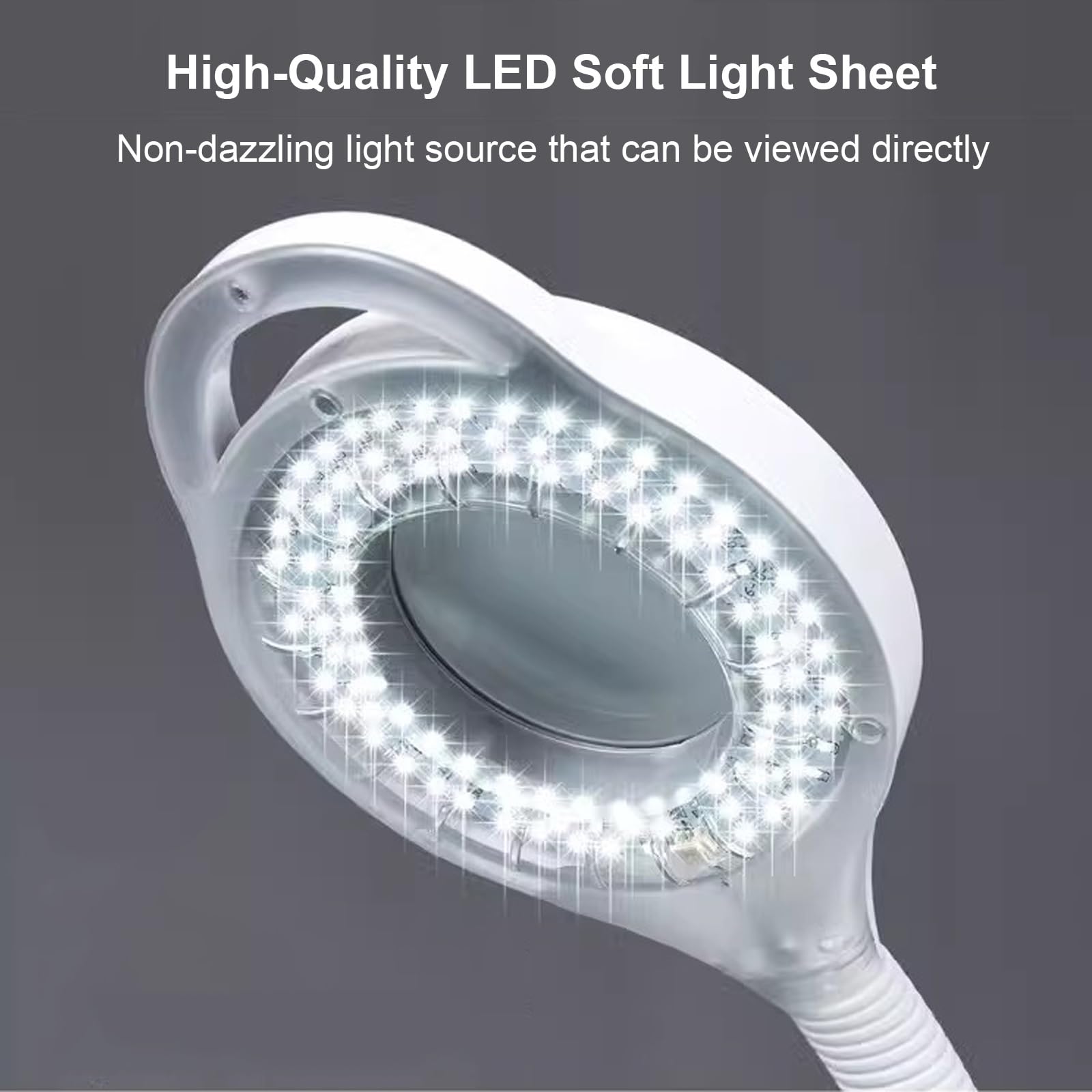 Mobilna Lampa Medyczna LED Bezcieniowa Lampa do Badań Medycznych, Regulowana Wysokość i Jasność, Funkcja Powiększenia 8X, do Szpitali, Oddziałów Dermatologicznych, Salonów Kosmetycznych Itp