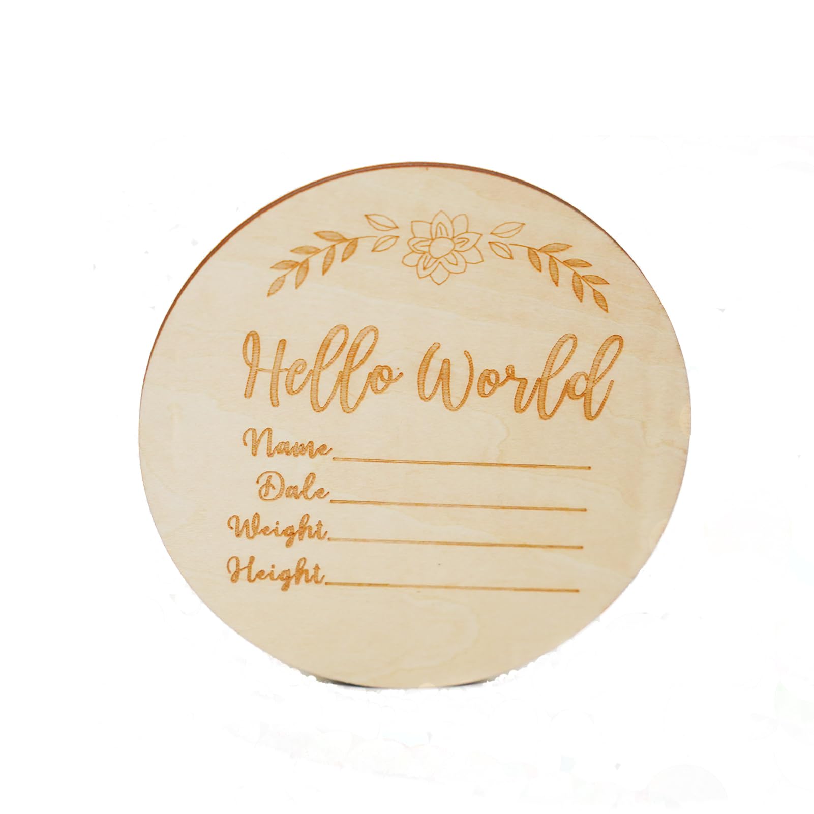 Hello World Newborn Sign, Name Announcement Sign for Birth Gift, Wooden Announcement Sign