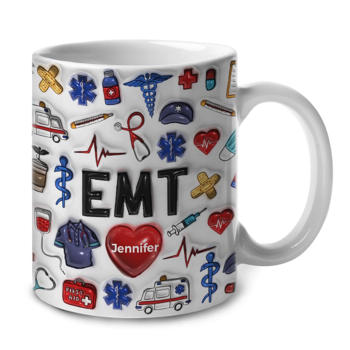 Lotacy EMT Gifts, Customized EMT 2D Coffee Mug Cup With Your Name
